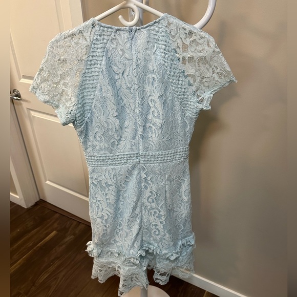 Dusty Blue Frill Hem Lace Bodycon dress from PLT. Size is US 8 (UK12) - Picture 2 of 2